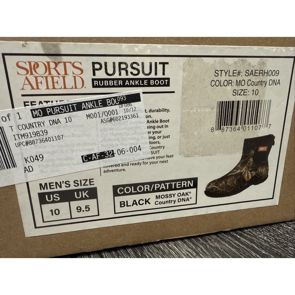 SPORTS AFIELD Pursuit 800 Rubber Ankle Boots Size 10 Camouflage NEW IN BOX - Picture 5 of 5